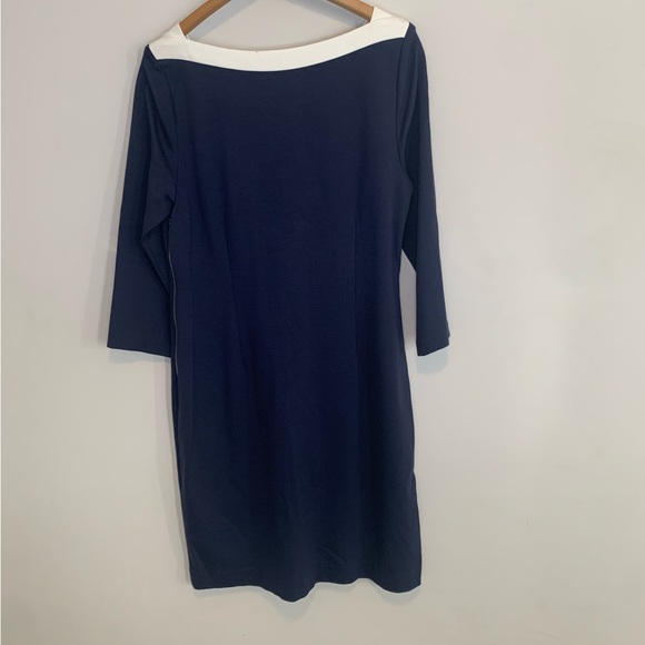 NWT Banana Republic two tone cream and dark blue dress career size 14 - Picture 2 of 11